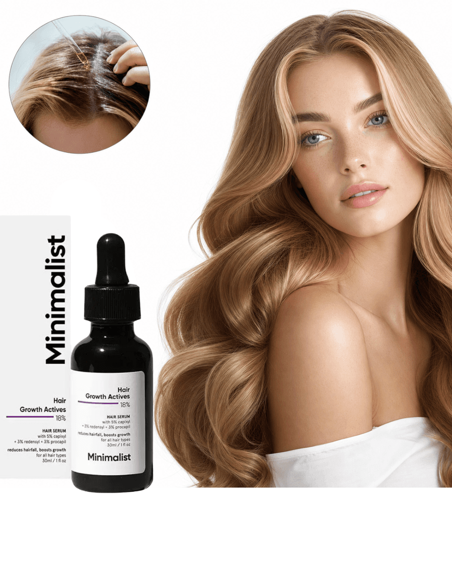 Serum Minimalist 18% para Estímulo de Crescimento e Fortalecimento Capilar - soro natural para reparação e cuidados com o cabelo
