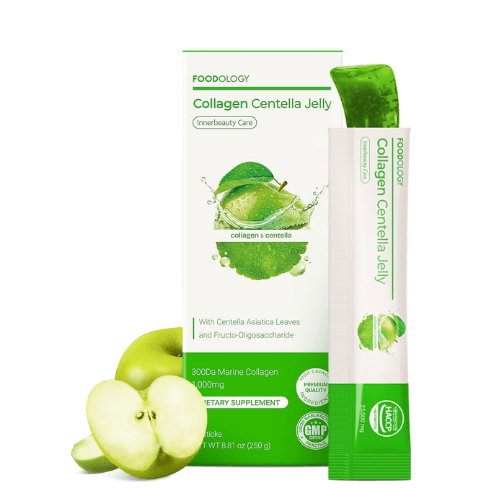 FOODOLOGY Coleology Geleia de Centella com Colágeno, PDRN, Biotina e Ácido Hialurônico - Maçã Verde, 10 Sachês