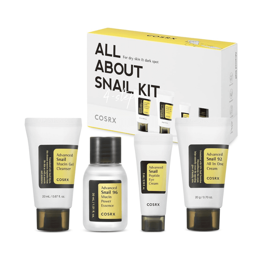 Kit COSRX Advanced Snail 4 Passos - Mucina de Caracol para Reparação, Hidratação Profunda e Pele Revitalizada