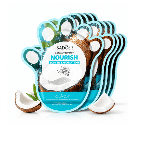 Luvas Hidratantes para Mãos com Extrato de Coco - Máscara Nutritiva, Esfoliante e Antissinais