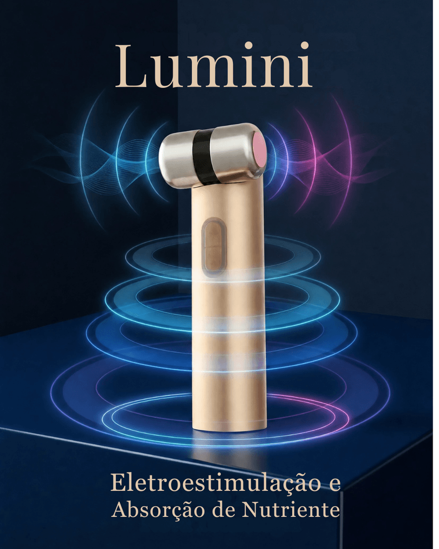 Lumini Massageador Facial Elétrico, Dispositivo de Beleza com Microcorrente e Estimulo a Absorção de Serum para Lifting Facial