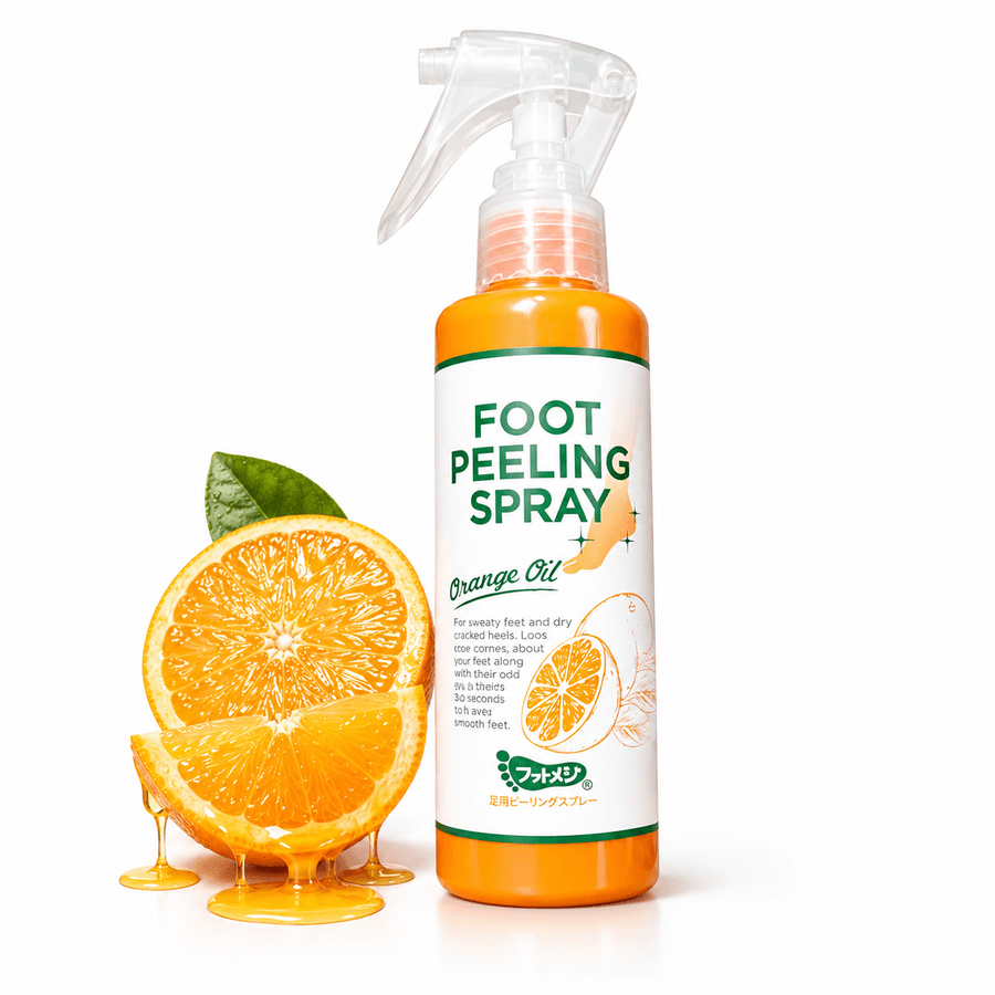 Spray Peeling para Pés com Óleo de Laranja - Removedor de Pele e Calosidades, Esfoliante e Amaciante Pés