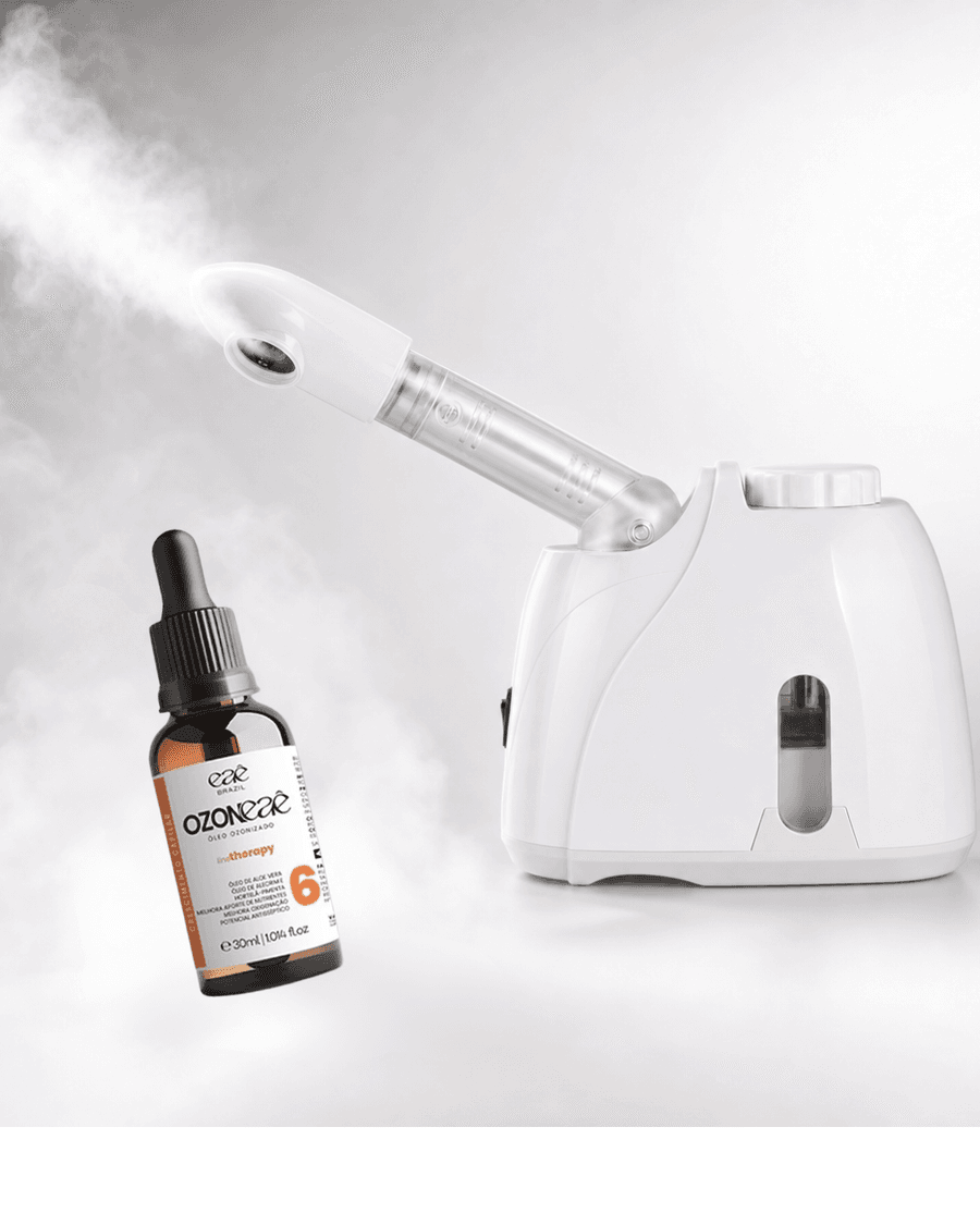 Aparelho Vaporizador Para Rosto e Cabelo com Óleo de Ozônio e Aloe Vera - Spa Facial em Casa
